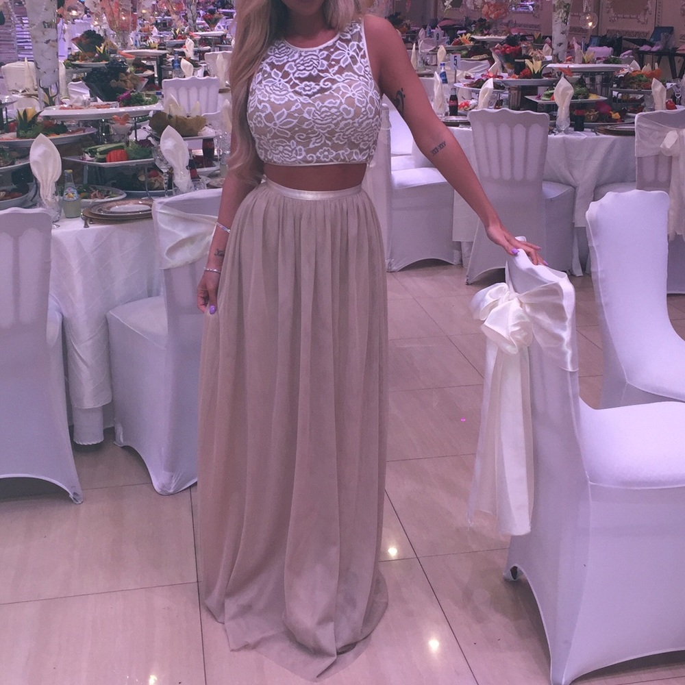 Beige Two Piece Dress